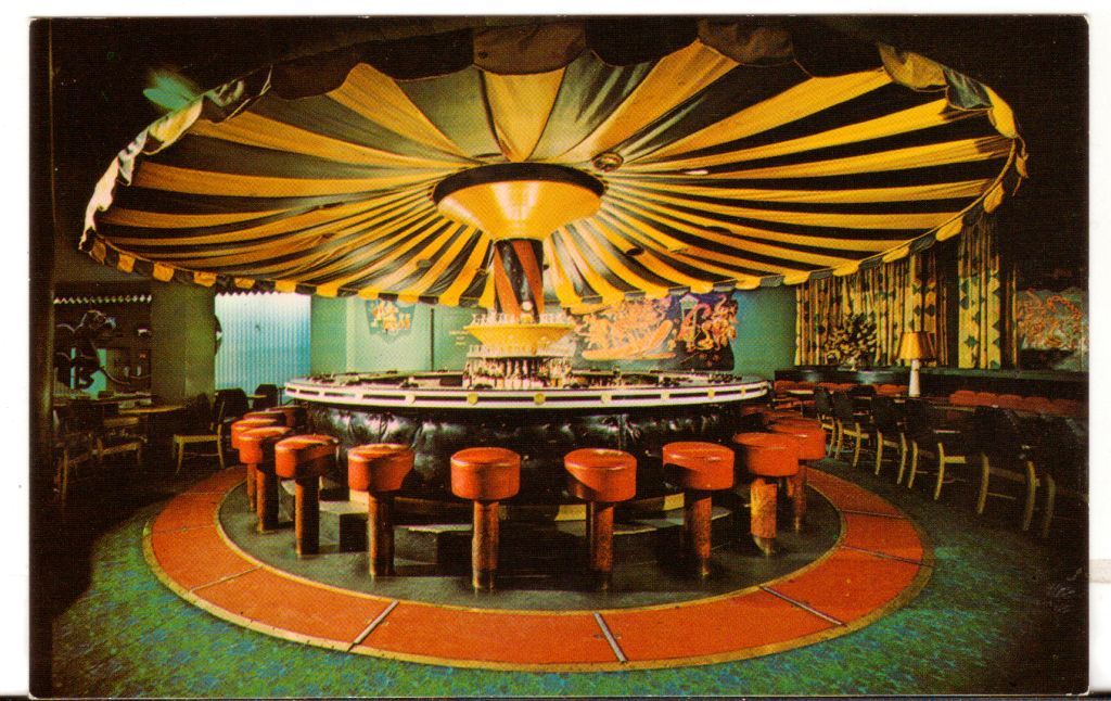 Carousel Bar history started in 1949 with this red-and-white striped canopy