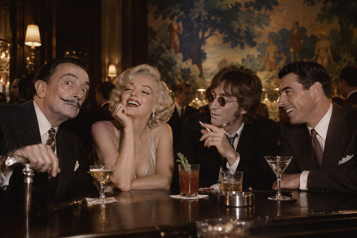 Celebrities at King Cole Bar - AI image